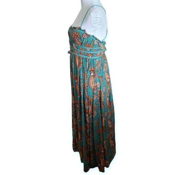 MILLIBON RED DRESS BOUTIQUE Timeless Moments Turquoise Blue Floral Print Midi Dr - Picture 8 of 13